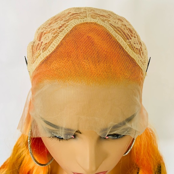 24” Beautiful Orange 13x2.5 Lace Front Premium Fiber Wig for Cosplay/Halloween… - Picture 4 of 15